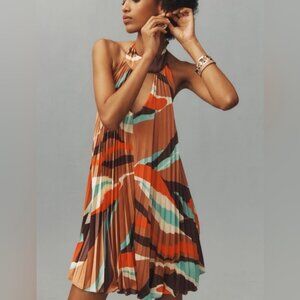 Anthropologie Hutch Halter Pleated Swing Mini Dress